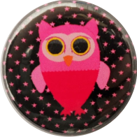 Owl badge pink stars